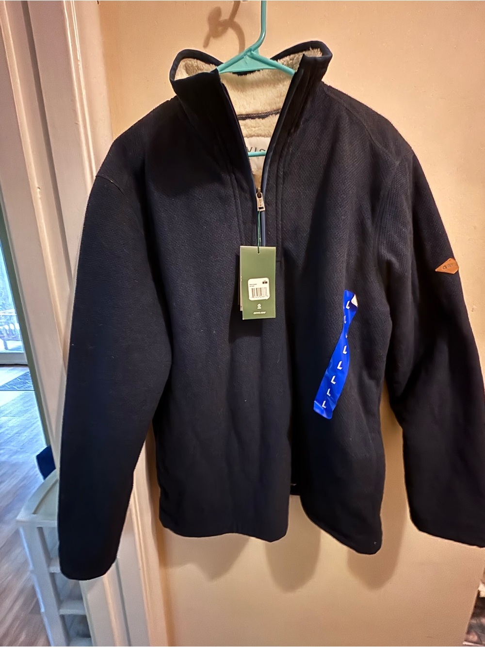 Orvis Navy Blue Sherpa-Lined Half-Zip Jacket - Picture 6 of 6